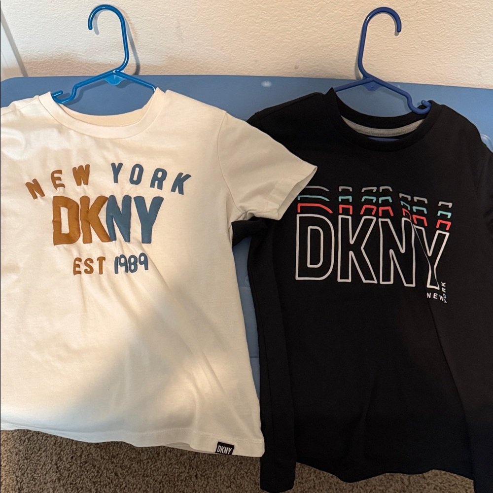 DKNY Kids White and Black Graphic Logo Tees